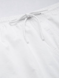 Bene Kleed Men White Parachute Fit Cotton Cargos Trousers