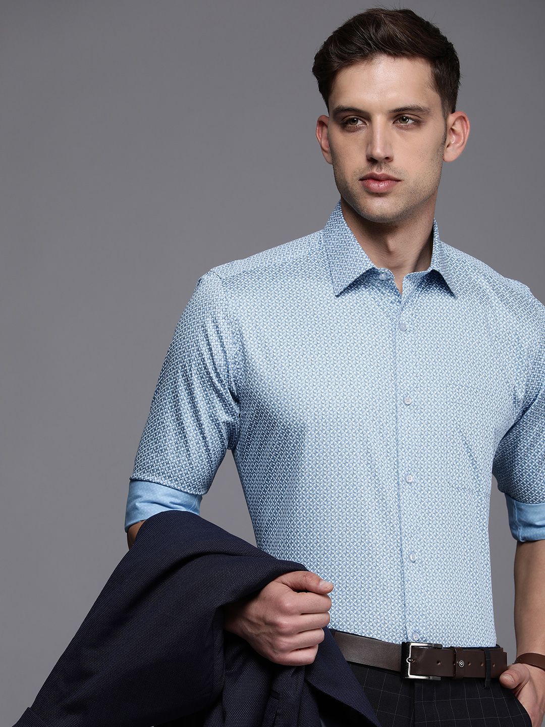 Raymond Slim Fit Geometric Printed Pure Cotton Formal Shirt