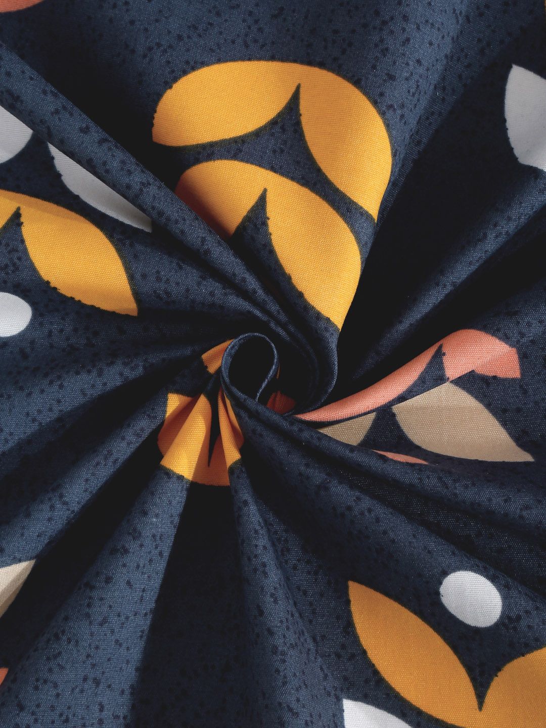 KLOTTHE Dazzle Blue Leaf Cotton 300 TC Fitted Single Bedsheet with a Pillow Cover-89 x 59 inches