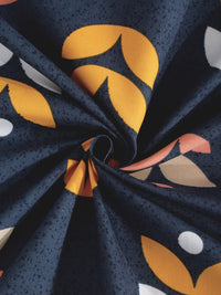 KLOTTHE Dazzle Blue Leaf Cotton 300 TC Fitted Single Bedsheet with a Pillow Cover-89 x 59 inches