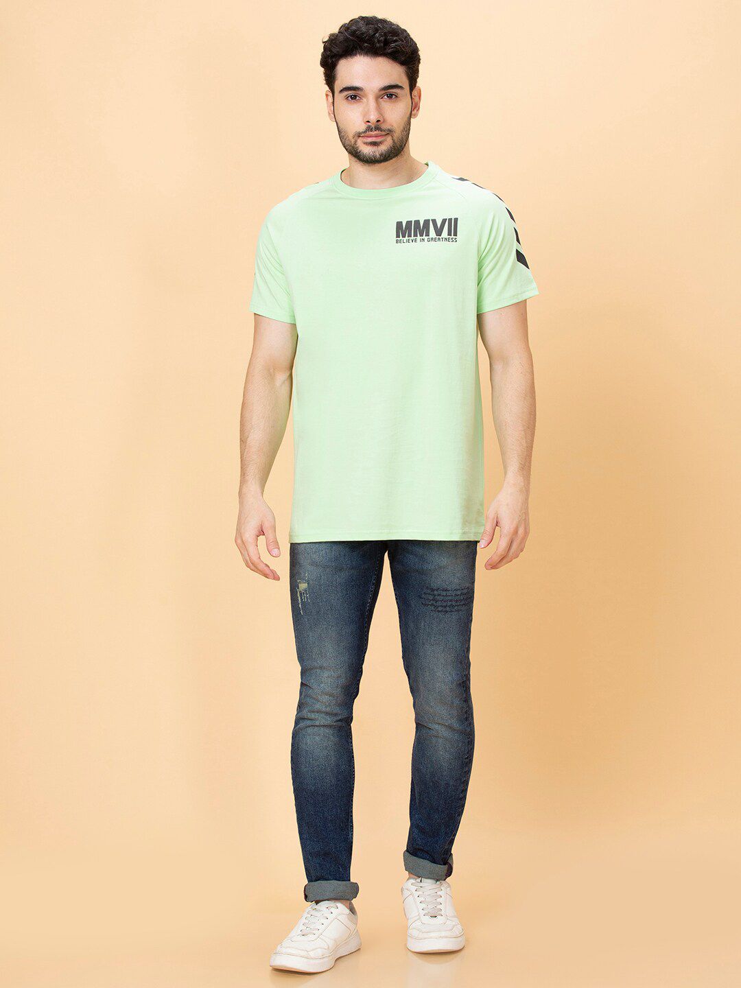 Being Human Typography Printed Round Neck Raglan Sleeves Pure Cotton T-shirt