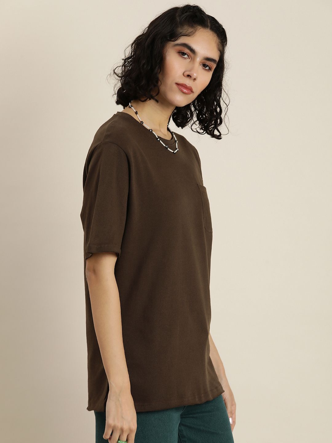 DILLINGER Womens Honeycomb Structure Oversized T-shirt