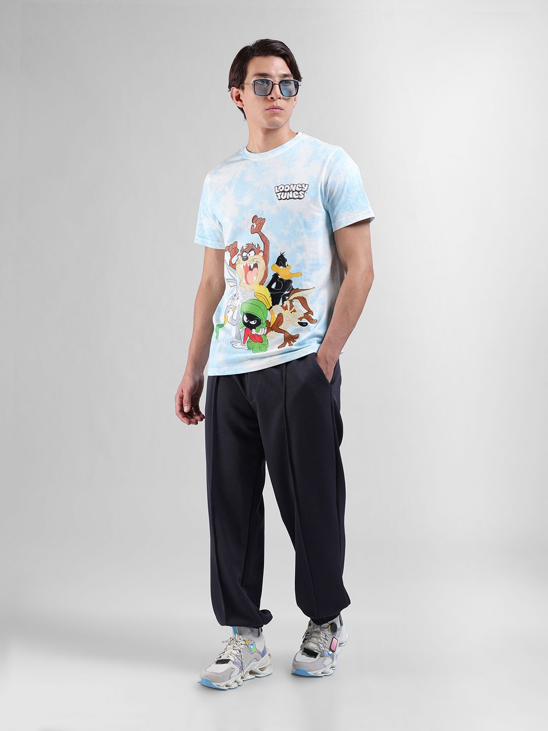 The Indian Garage Co Men Loose Fit Textured Waffle Jogger