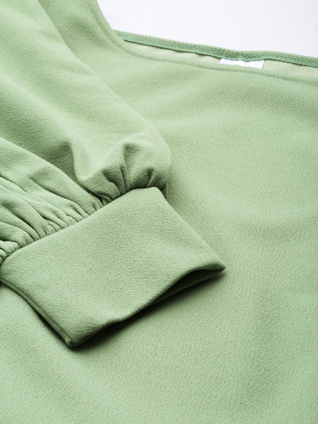 Athena Vintage Olive Green Puff Sleeves Bodycon Dress