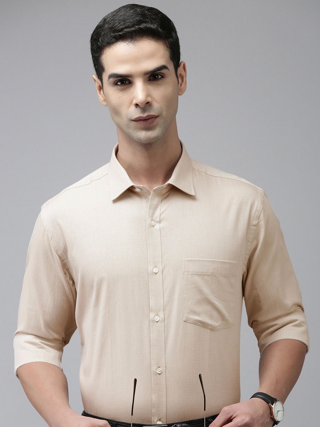 Park Avenue Men Pure Cotton Textured Slim Fit Formal Shirt