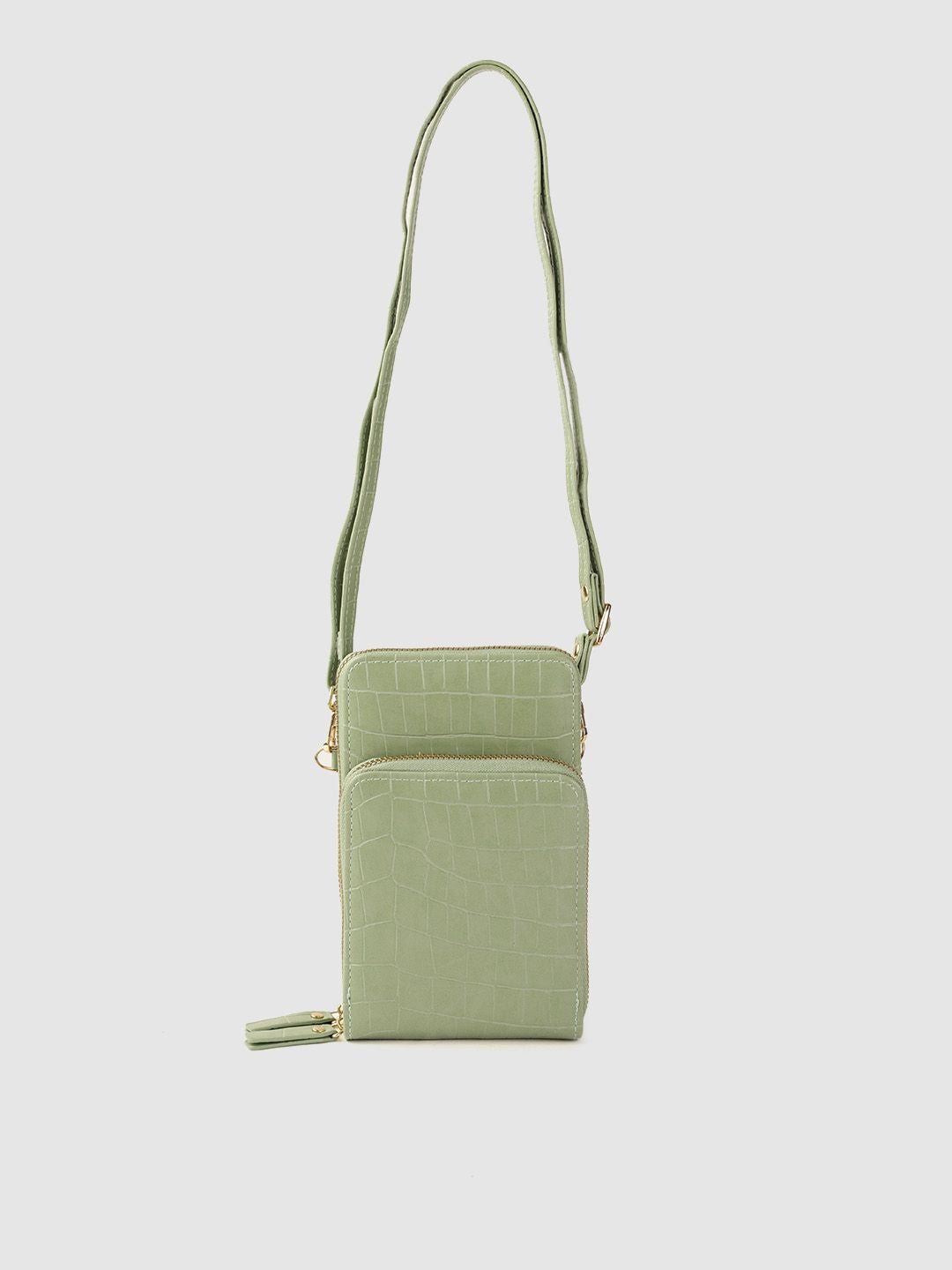 Lino Perros Green Animal Textured PU Structured Sling Bag
