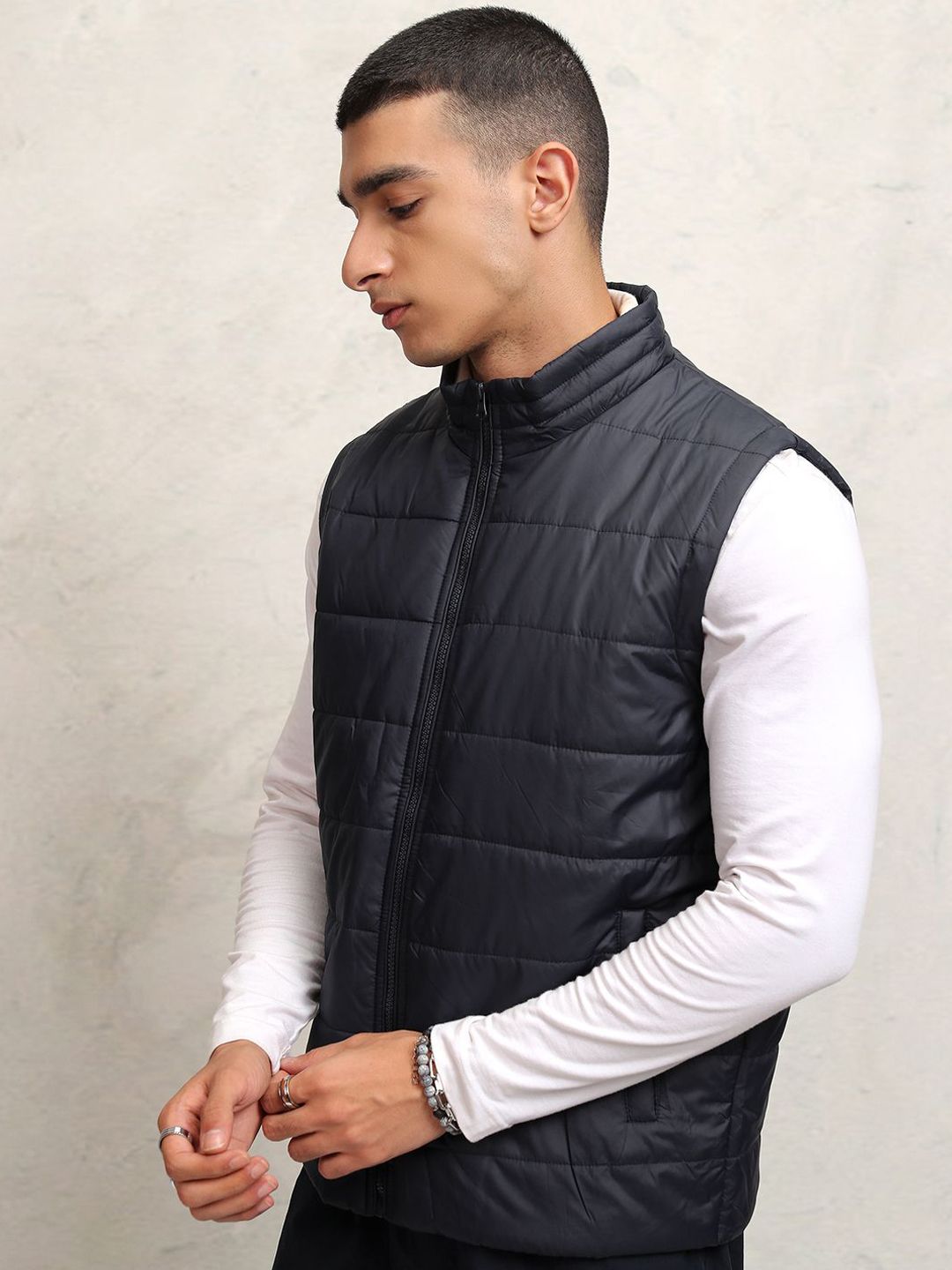 HIGHLANDER Men Navy Classic Quilted Puffer Jacket