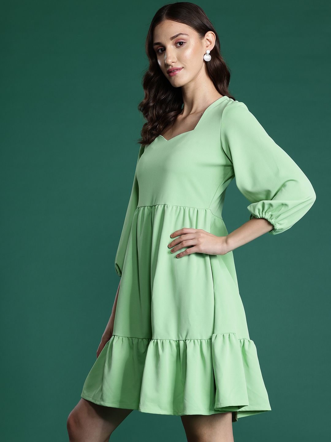 DressBerry Sweetheart Neck Puff Sleeve A-Line Dress