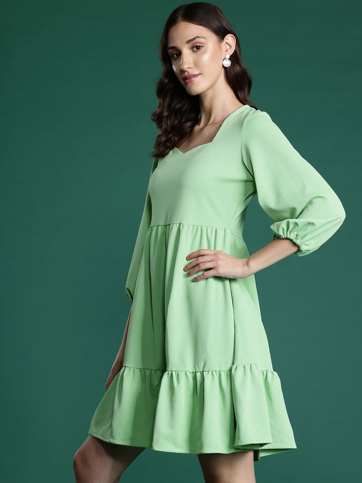 DressBerry Sweetheart Neck Puff Sleeve A-Line Dress