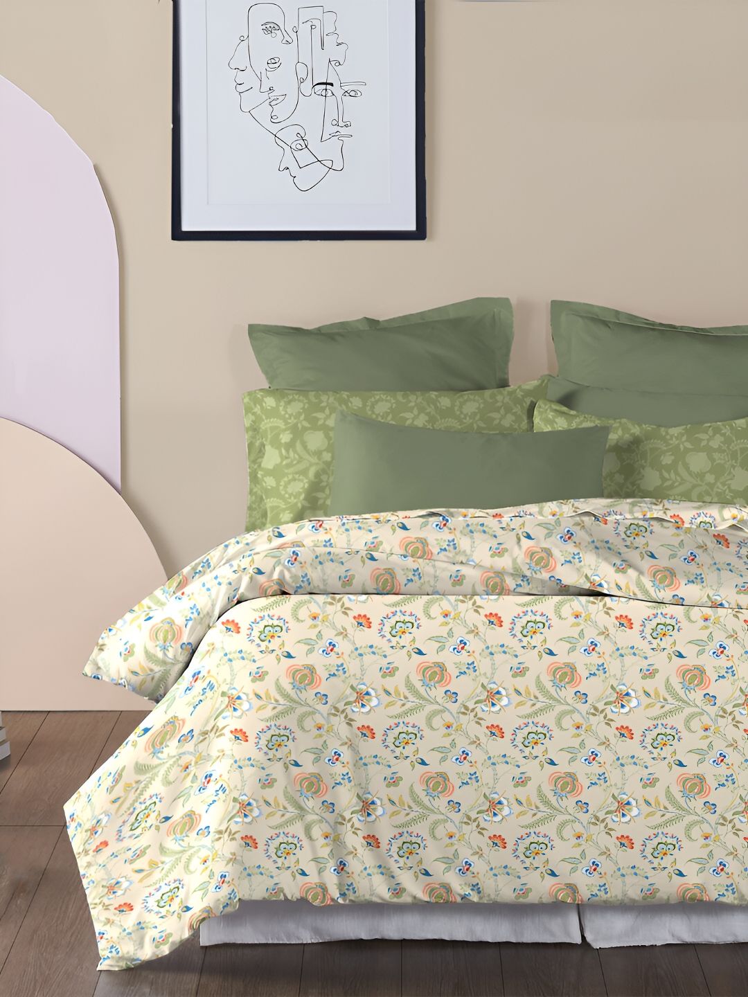 TRIDENT English Chintz Soft Comfort Flat 210TC King Pure Cotton Bedsheet Set