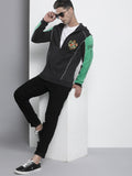 The Indian Garage Co Men Black Embroidered Hooded Sweatshirt