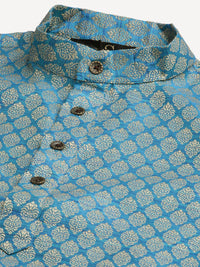 SOJANYA Kurta Motif Etnik Biru & Hijau Lelaki dengan Jaket Churidar & Nehru