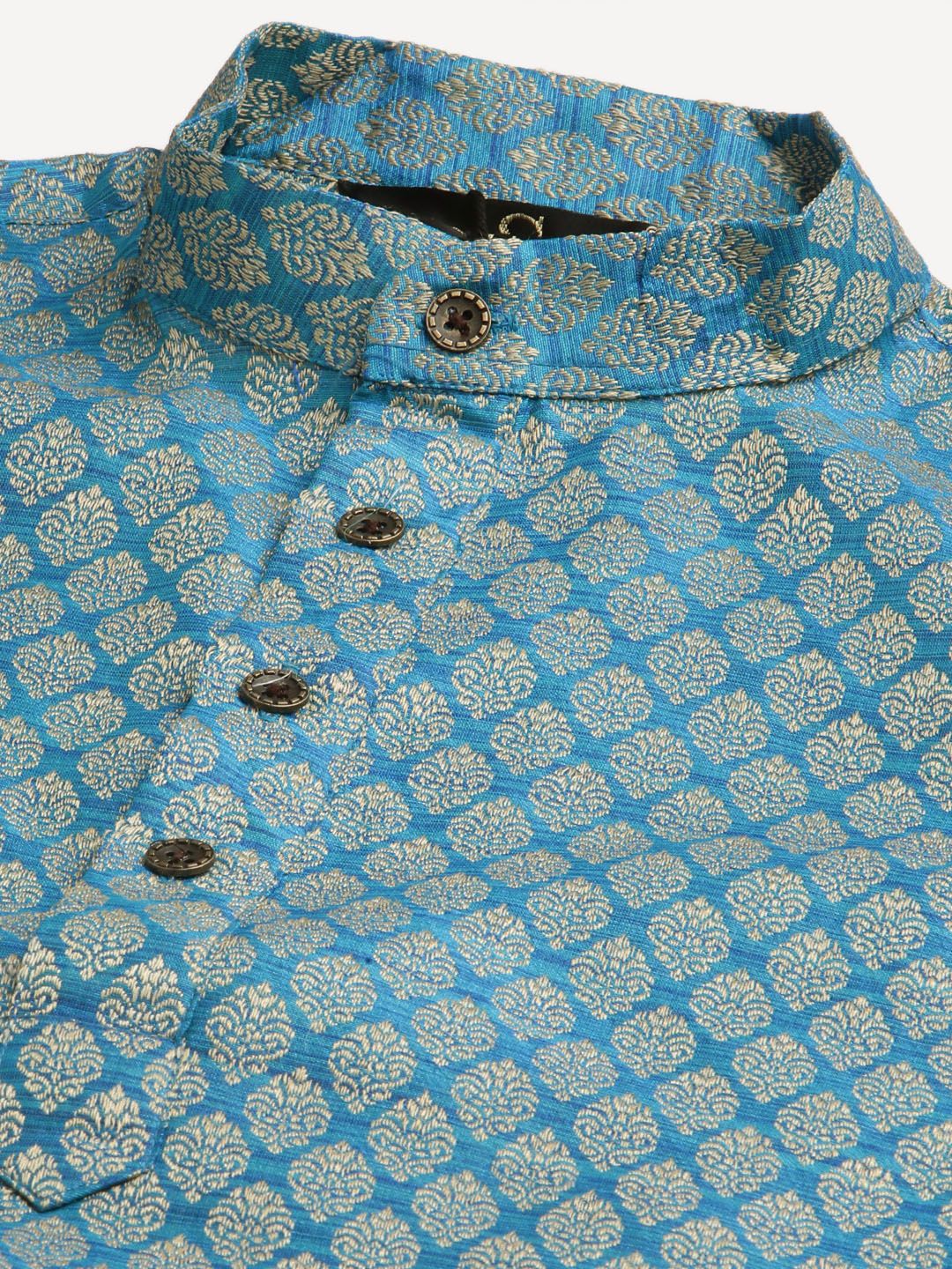 SOJANYA Kurta Motif Etnik Biru & Hijau Lelaki dengan Jaket Churidar & Nehru