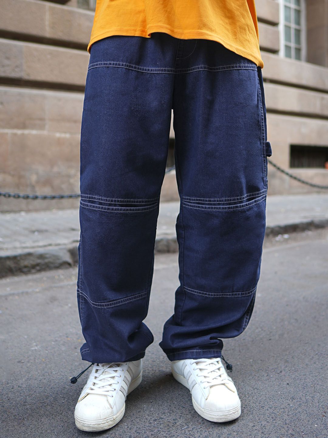 Powerlook Men Solid Relaxed Loose Fit Cargos Trousers