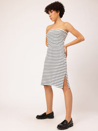 DressBerry Monochrome Maven Striped Strapless Cut Out Detail Dress