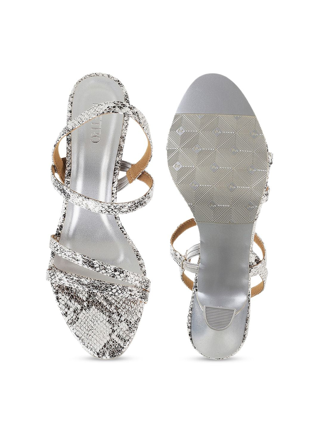 Metro Printed Open Toe Kitten Heels