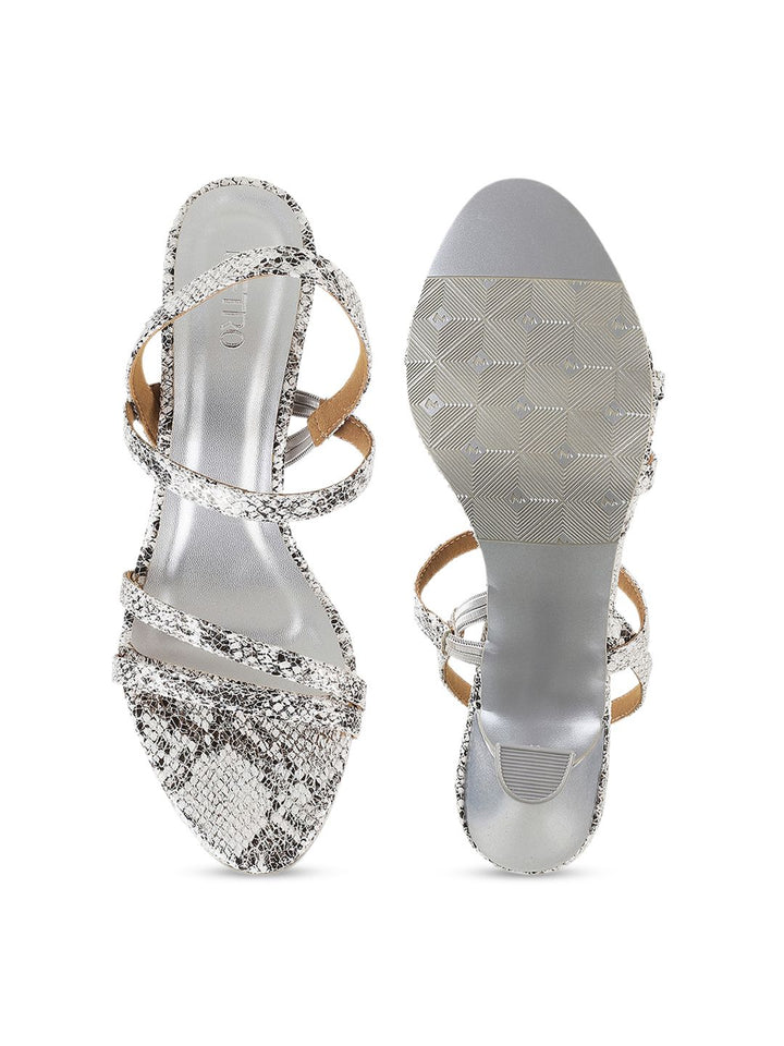 Metro Printed Open Toe Kitten Heels