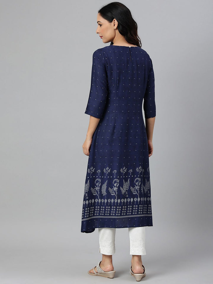W Women Blue Ethnic Motifs Printed Handloom Kurta