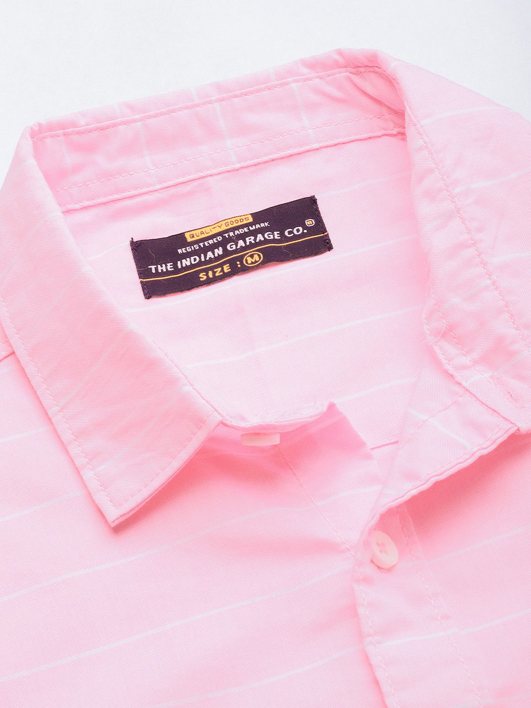 The Indian Garage Co Men Pink Slim Fit Striped Pure Cotton Casual Shirt