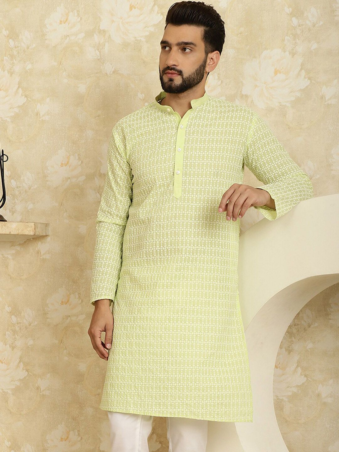 SOJANYA Ethnic Motifs Embroiedred Cotton Straight Kurta
