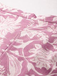 Indo Era Floral Printed Pure Cotton Tunic With Trousers