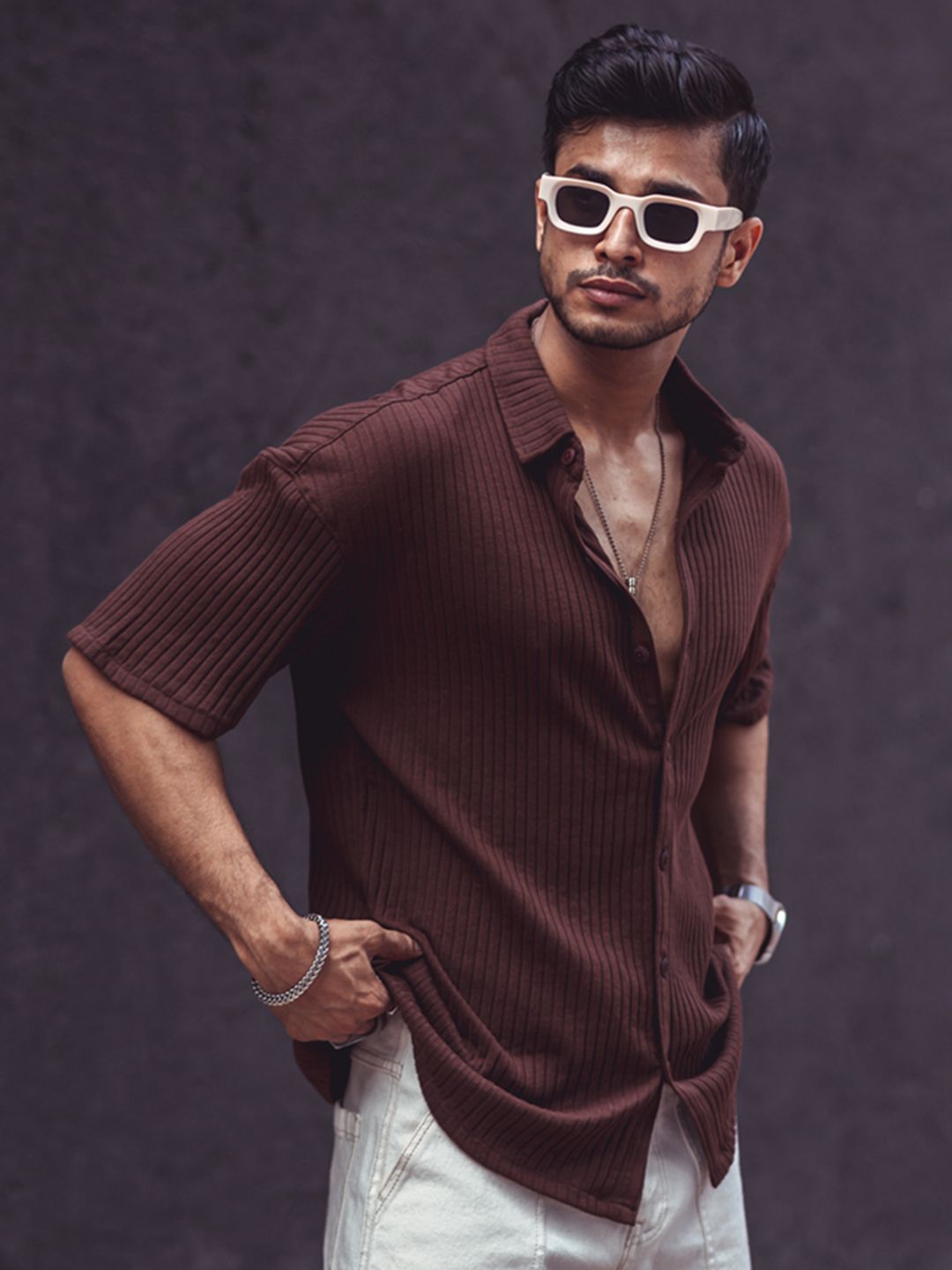 Powerlook Men Brown Opaque Casual Shirt