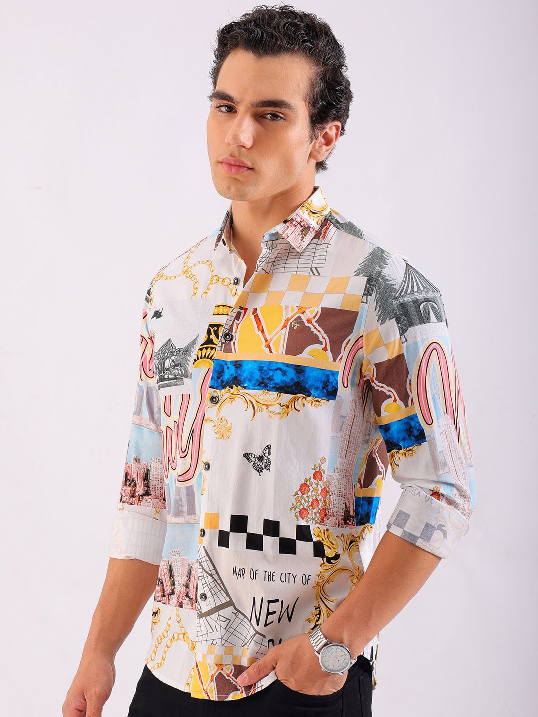 The Indian Garage Co Men Slim Fit Opaque Printed Casual Shirt