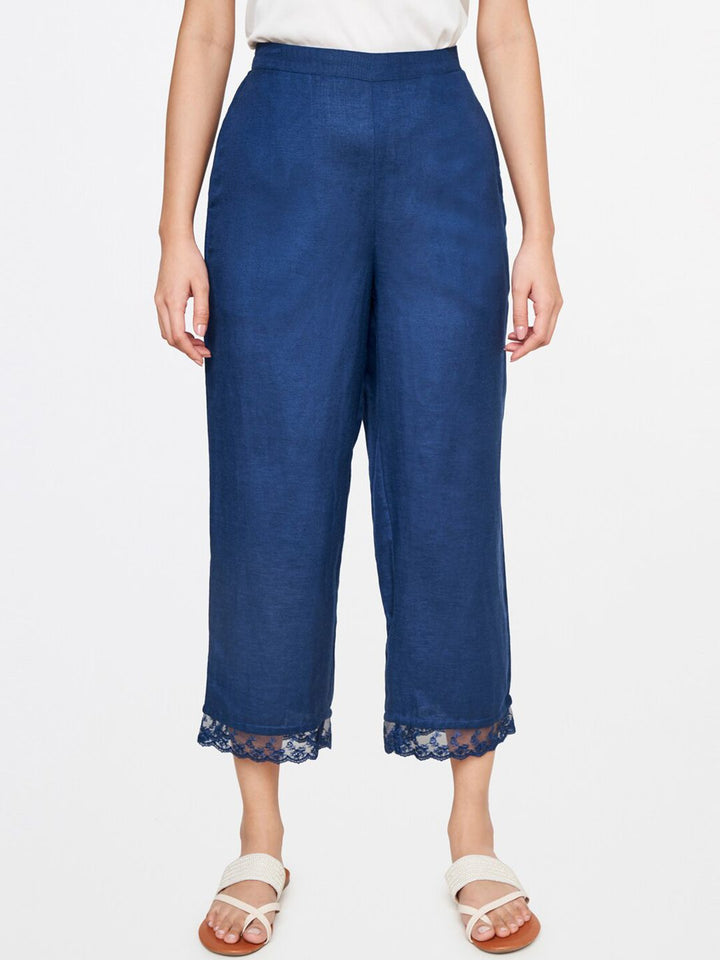 Global Desi Women Blue Straight Fit Culottes Trousers
