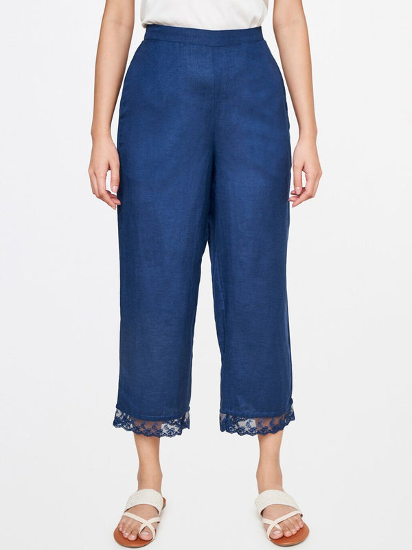 Global Desi Women Blue Straight Fit Culottes Trousers