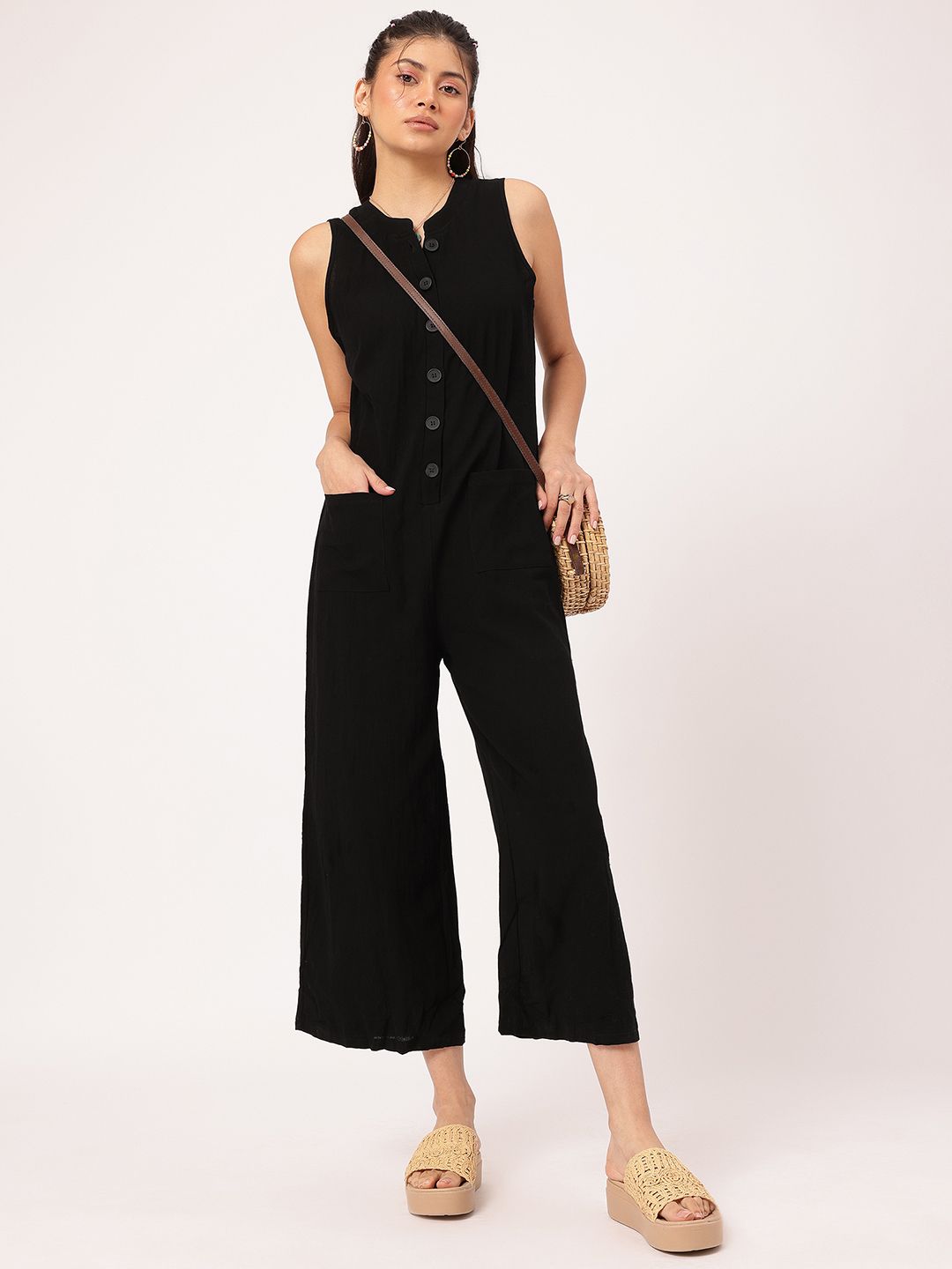 DressBerry Bold Babe Sunset Style Cozy Cotton Sleeveless Jumpsuit