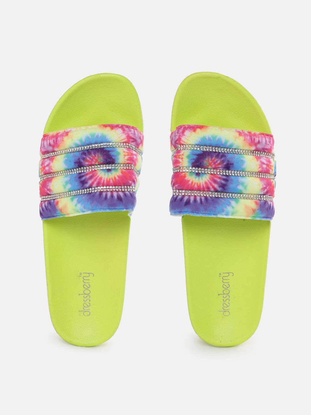 DressBerry Women Abstract Printed Stone Embellished Flatform