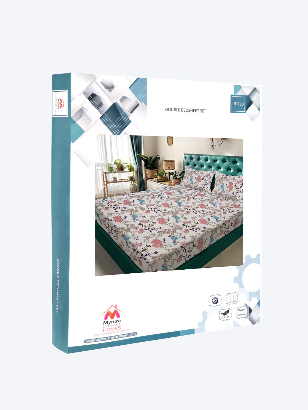 Myntra Elegant Homes Multicoloured Floral 300 TC Bedsheet with 2 Pillow Covers