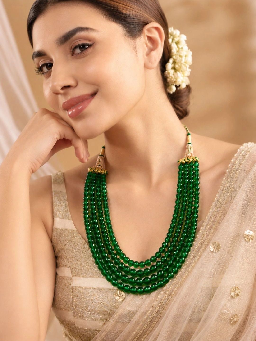 Kalung Manik Tiruan Bersalut Emas PANASH