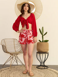 Berrylush Pink Floral Printed High-Rise Regular Fit Casual Shorts