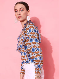 STREET 9 Alluring White Geometric Top