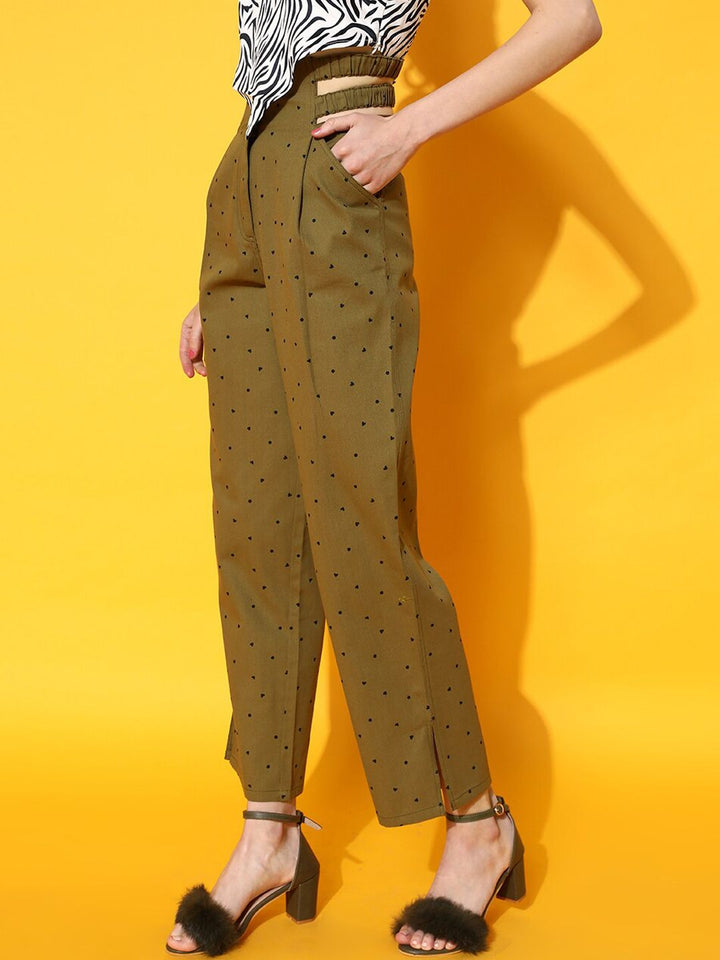 STREET 9 Women Lovely Olive Solid Trousers