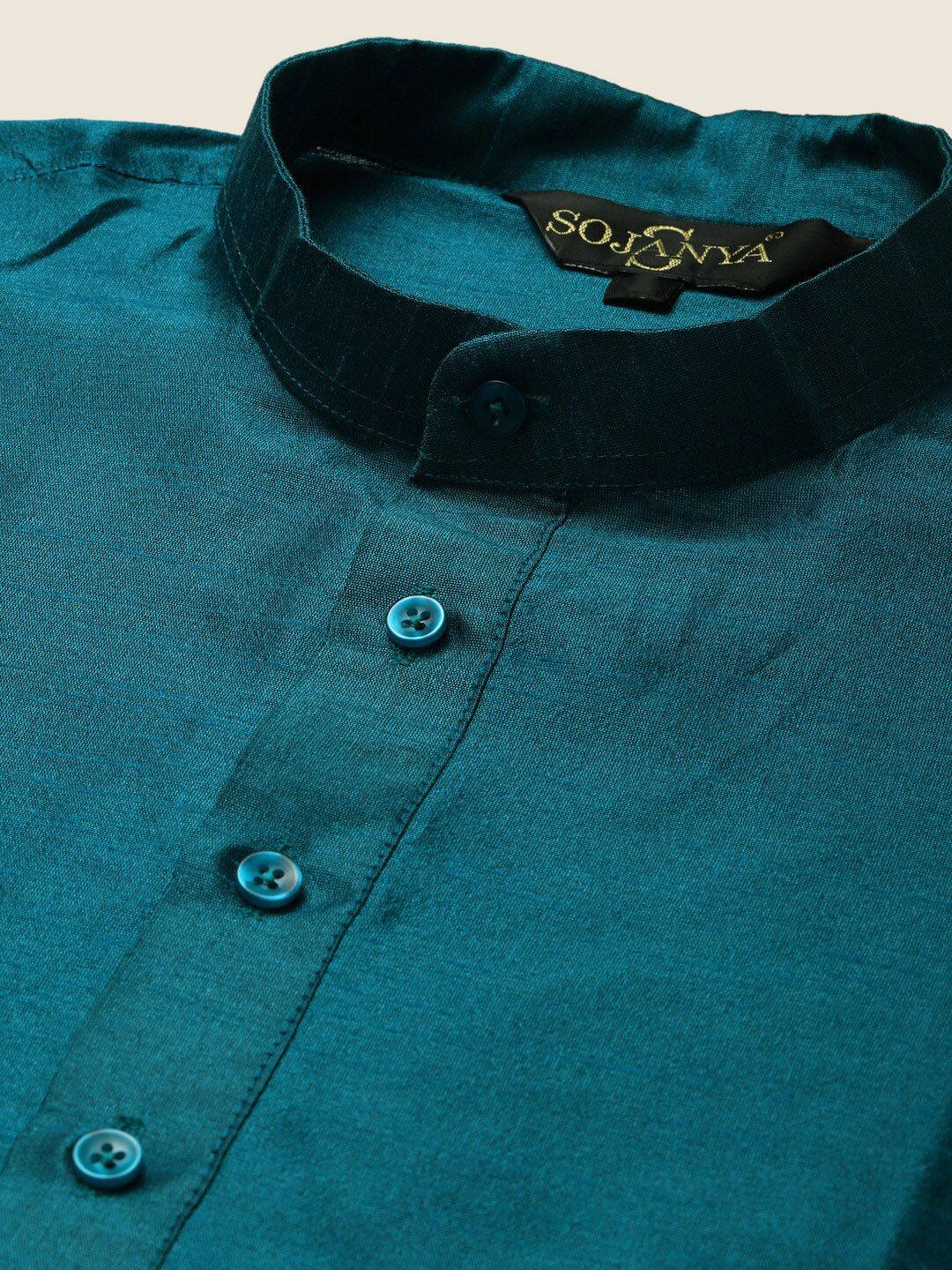 SOJANYA Mandarin Collar Straight Kurta with Churidar with Mirror Work Nehru Jacket