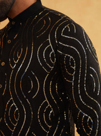 SOJANYA Embroidered Sequinned Pure Cotton Kurta With Churidar