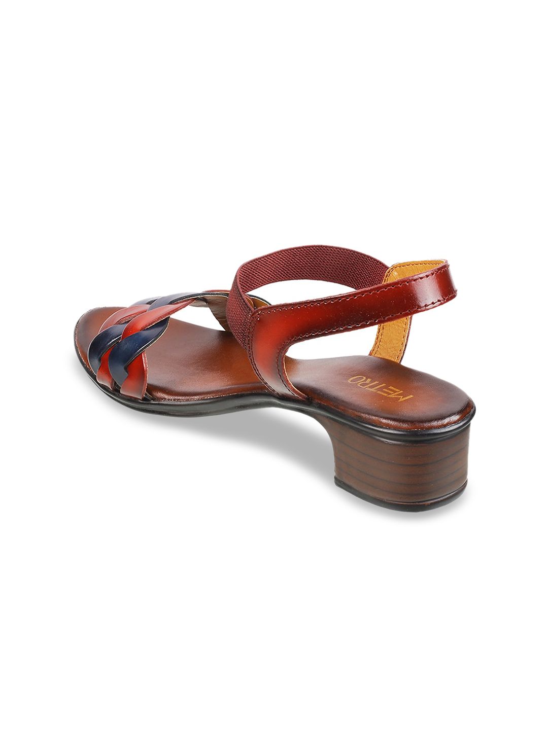 Metro Maroon & Blue Leather Block Sandals