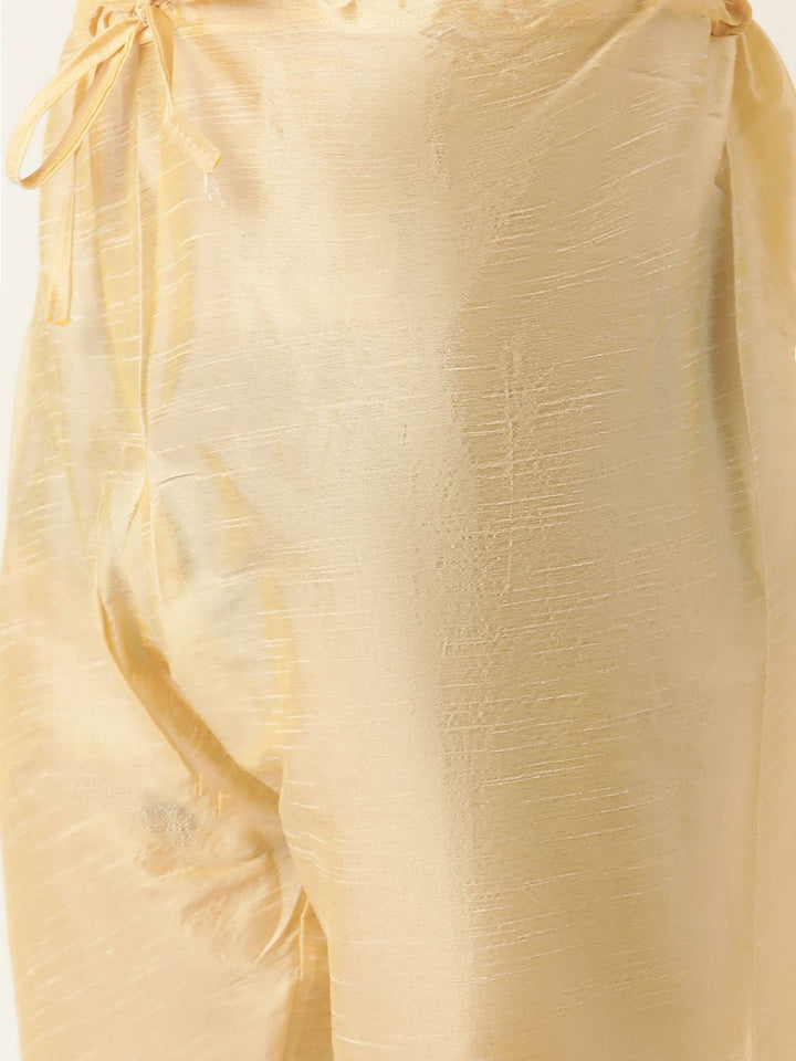 SOJANYA Men Beige Solid Kurta Set With Printed Jacket