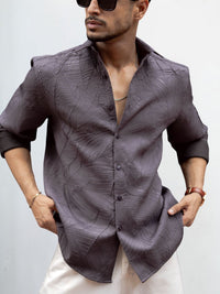 Powerlook Men Spread Collar Solid Cotton Casual Shirt