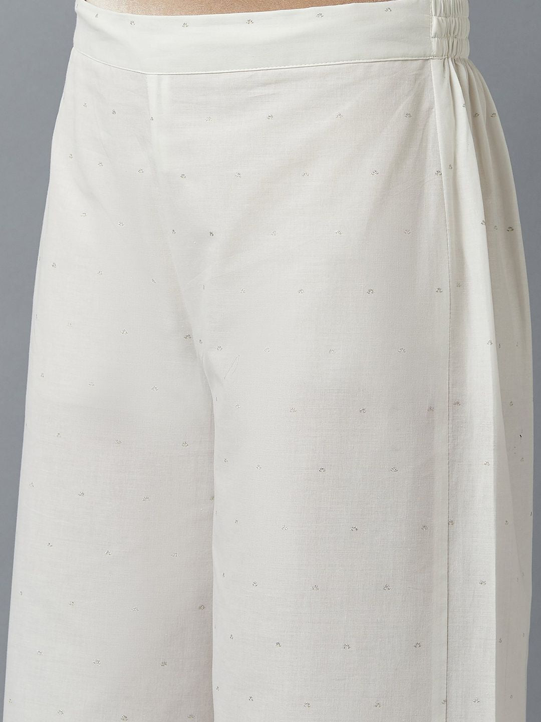 W Women White Ethnic Motifs Printed Trousers