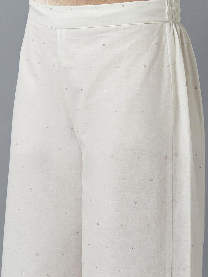 W Women White Ethnic Motifs Printed Trousers