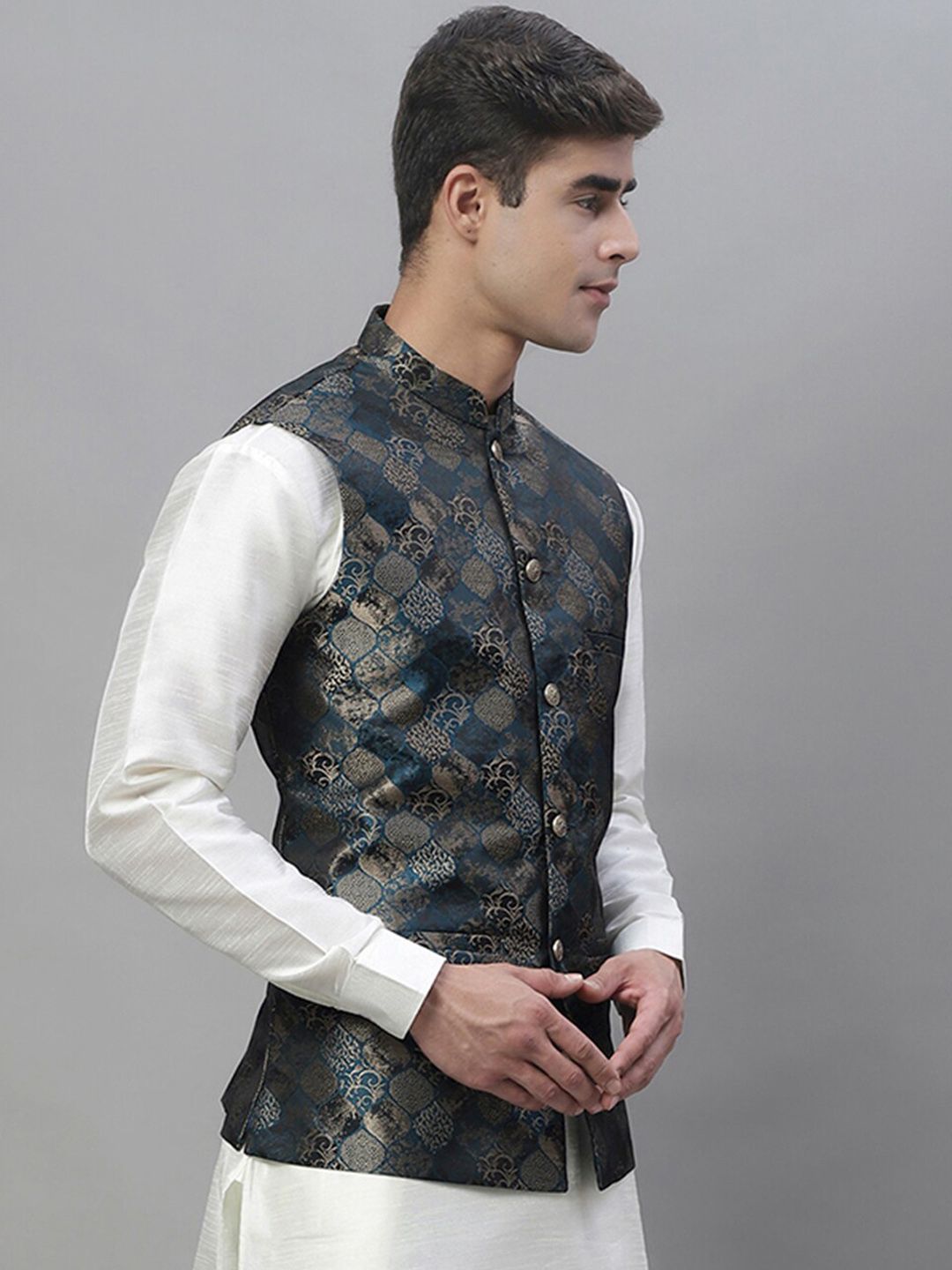 Anouk Woven Design Mandarin Collar Jackets