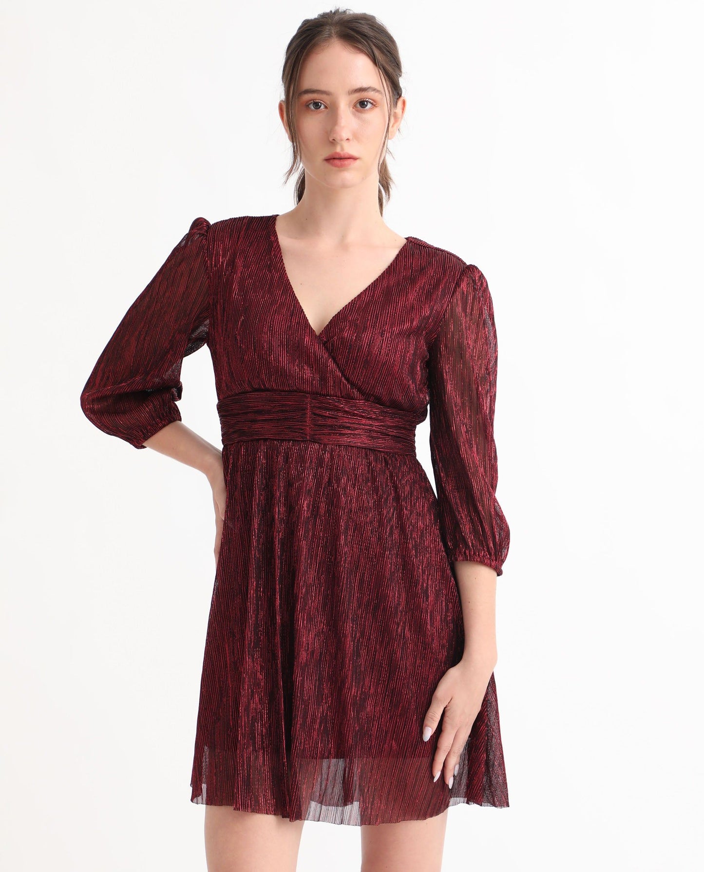 RAREISM V-Neck Fit & Flare Dress