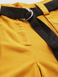 STREET 9 Women Mustard Yellow Regular Fit Solid Cargos