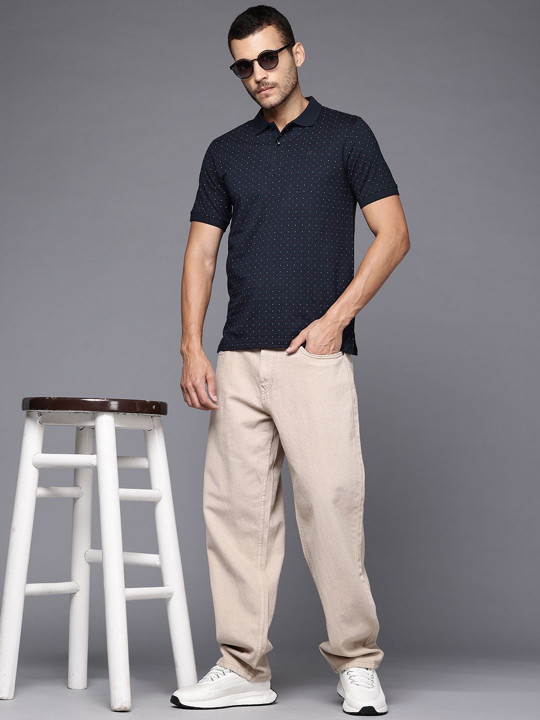 Raymond Slim Modern Fit Printed Polo Collar Pure Cotton T-shirt