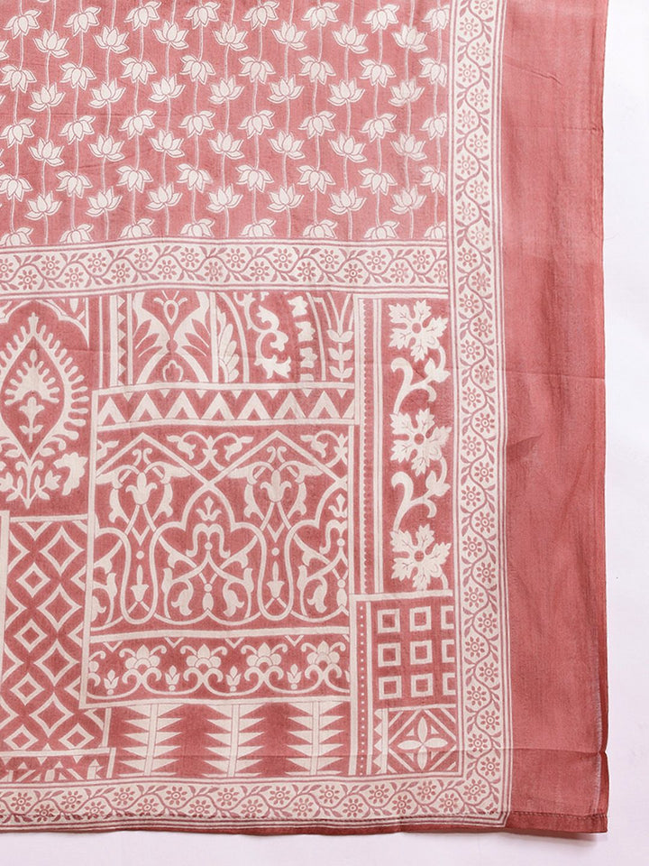 Anouk Floral Print Pure Cotton Kurta with Trousers & With Dupatta