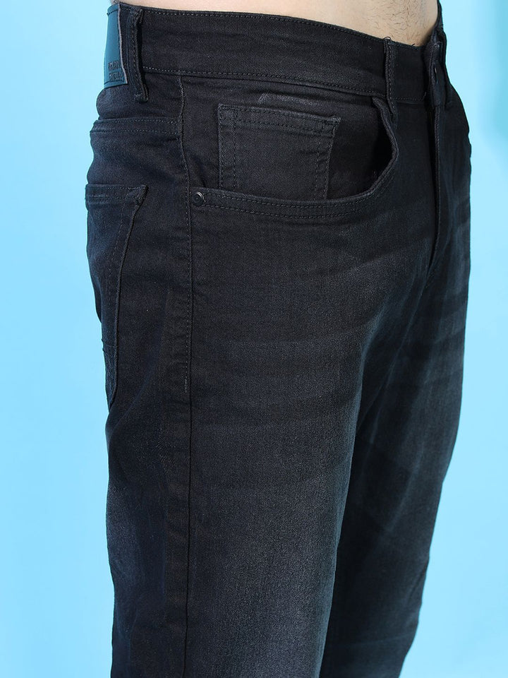 HIGHLANDER Men Black Tapered Fit Mid-Rise Clean Look Stretchable Jeans