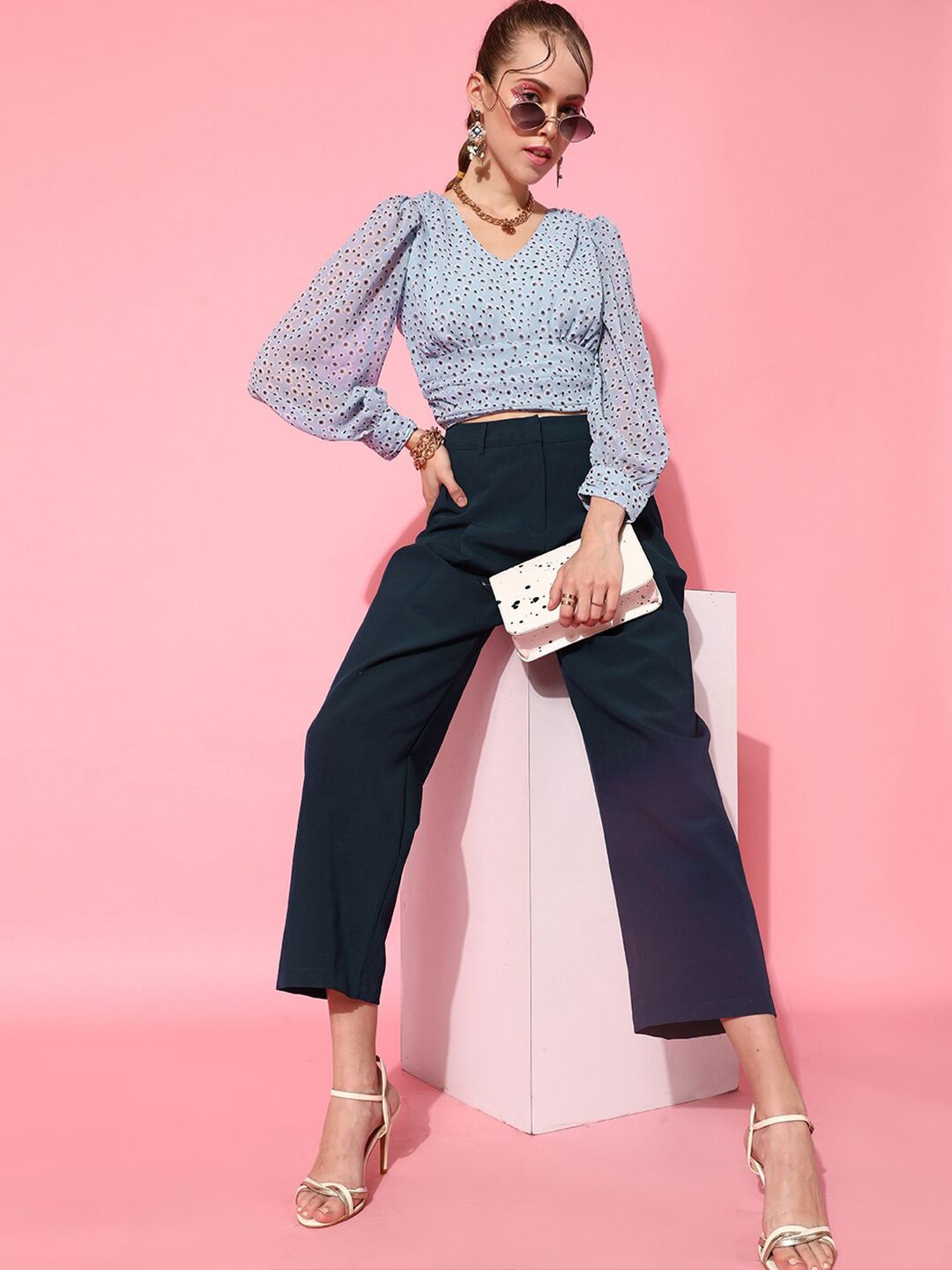 STREET 9 Stylish Blue Floral Top